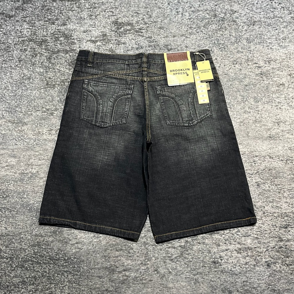 NWT Brooklyn Xpress‎ Denim Shorts Mens 38 Black Baggy Hip Hop Skater Vintage Y2K